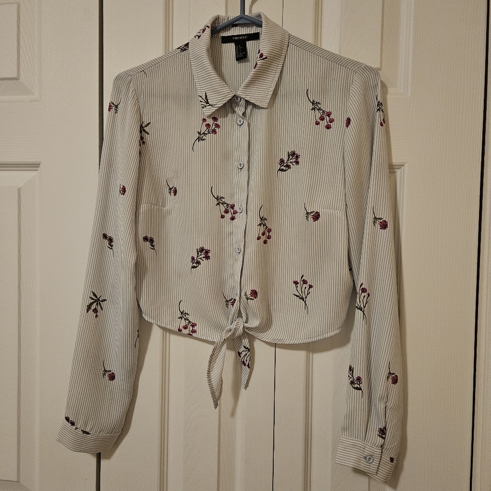 Sheer Striped Flower Top